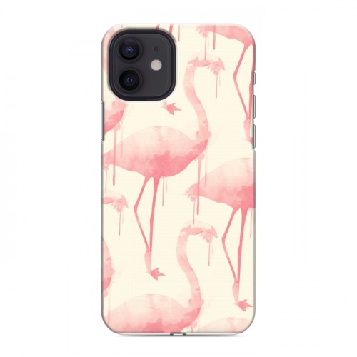 Дизайнерский силиконовый чехол для Iphone 12 Розовые фламинго