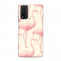 Дизайнерский пластиковый чехол для Huawei Honor 10X Lite Розовые фламинго