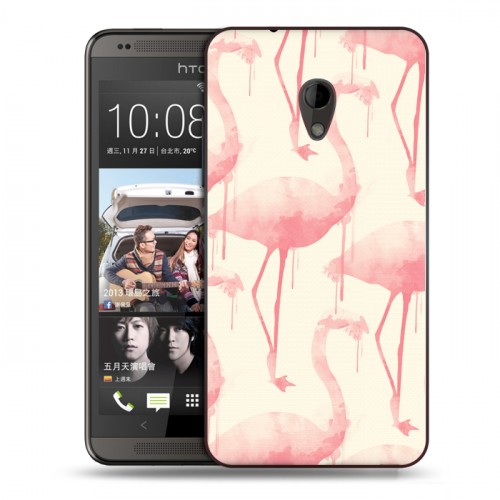 Дизайнерский пластиковый чехол для HTC Desire 700 Розовые фламинго