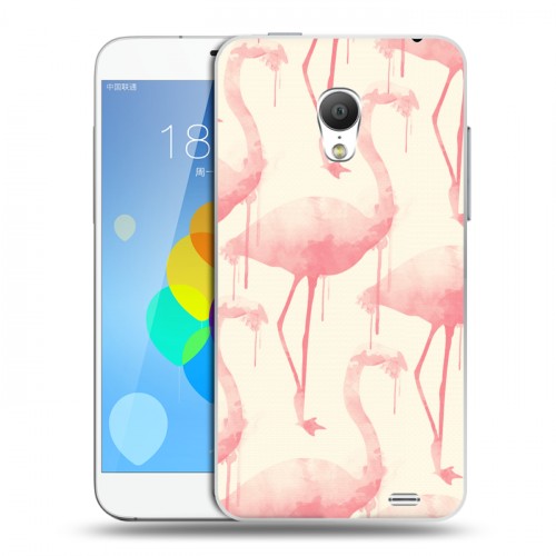 Дизайнерский силиконовый чехол для  Meizu MX3 Розовые фламинго