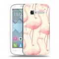 Дизайнерский пластиковый чехол для Alcatel One Touch Pop C5 Розовые фламинго