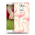 Дизайнерский пластиковый чехол для LG Optimus G2 mini Розовые фламинго