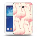 Дизайнерский силиконовый чехол для Samsung Galaxy Tab 3 Lite Розовые фламинго