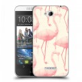 Дизайнерский пластиковый чехол для HTC Desire 616 Розовые фламинго