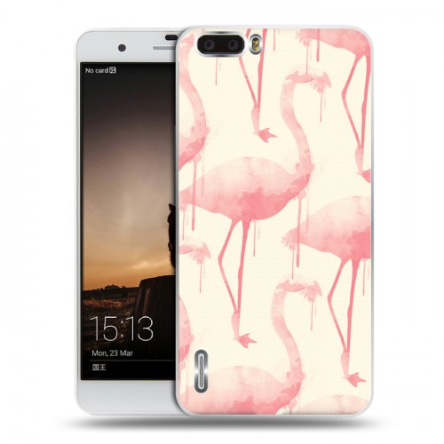 Дизайнерский силиконовый чехол для Huawei Honor 6 Plus Розовые фламинго