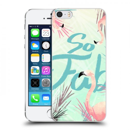Дизайнерский пластиковый чехол для Iphone 5s Розовые фламинго