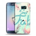 Дизайнерский пластиковый чехол для Samsung Galaxy S6 Edge Розовые фламинго
