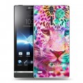 Дизайнерский пластиковый чехол для Sony Xperia S Леопард гламур