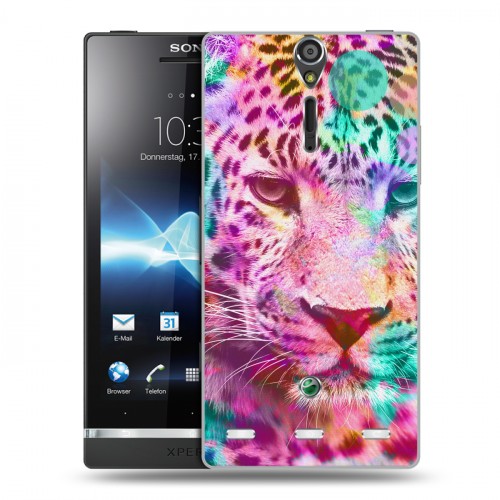 Дизайнерский пластиковый чехол для Sony Xperia S Леопард гламур