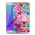 Дизайнерский пластиковый чехол для Samsung Galaxy Note 2 Леопард гламур