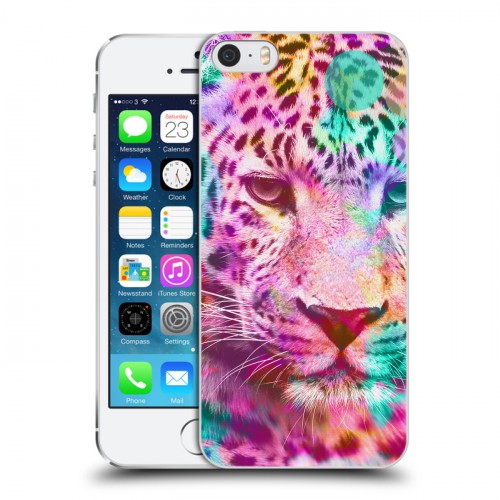 Дизайнерский пластиковый чехол для Iphone 5s Леопард гламур