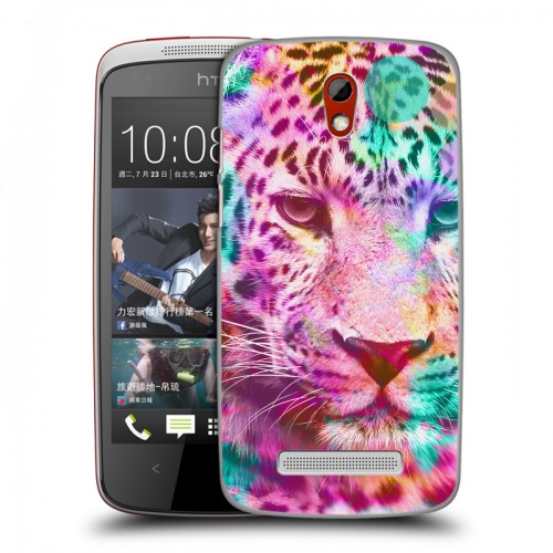 Дизайнерский пластиковый чехол для HTC Desire 500 Леопард гламур