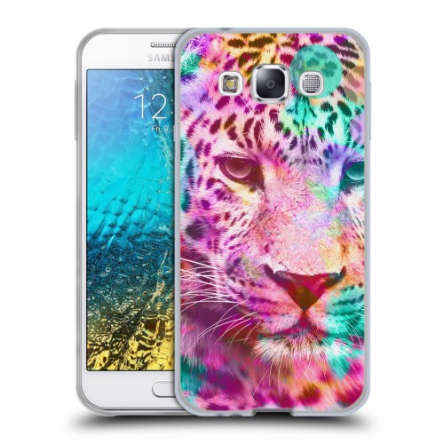 Дизайнерский пластиковый чехол для Samsung Galaxy E5 Леопард гламур