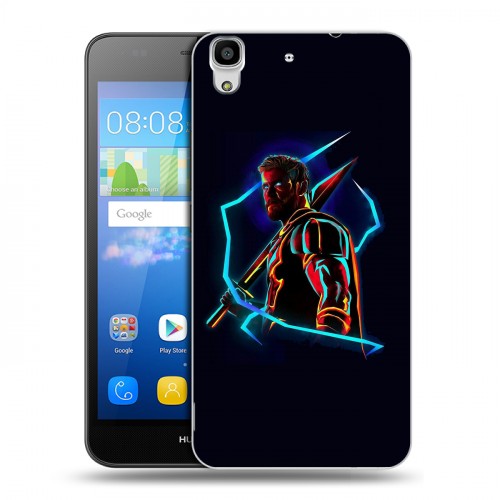 Дизайнерский пластиковый чехол для Huawei Y6 Неоновые супергерои