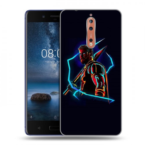 Дизайнерский пластиковый чехол для Nokia 8 Неоновые супергерои