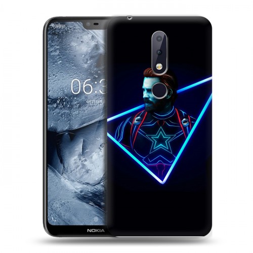 Дизайнерский пластиковый чехол для Nokia 6.1 Plus Неоновые супергерои