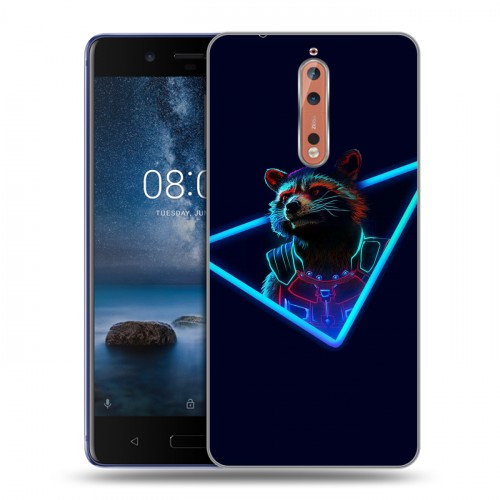 Дизайнерский пластиковый чехол для Nokia 8 Неоновые супергерои