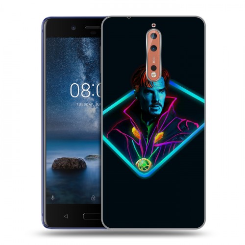 Дизайнерский пластиковый чехол для Nokia 8 Неоновые супергерои