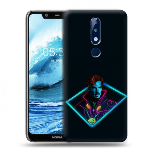 Дизайнерский пластиковый чехол для Nokia 5.1 Plus Неоновые супергерои