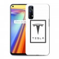 Дизайнерский силиконовый с усиленными углами чехол для Realme 7 Tesla