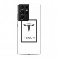 Дизайнерский пластиковый чехол для Samsung Galaxy S21 Ultra Tesla