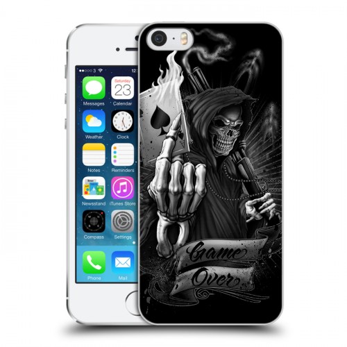 Дизайнерский пластиковый чехол для Iphone 5s Скелет и туз
