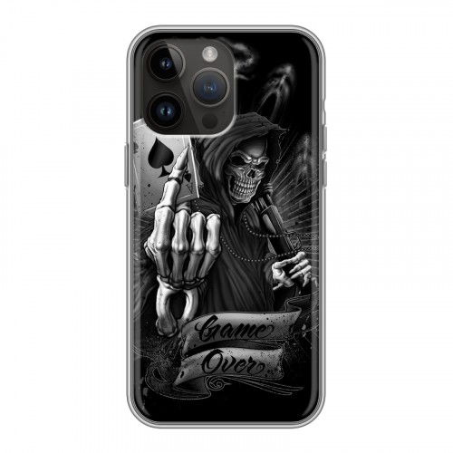 Дизайнерский силиконовый чехол для Iphone 14 Pro Max Скелет и туз