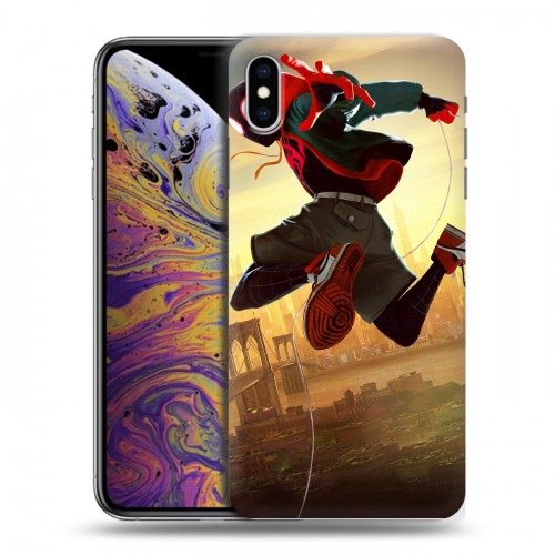 Дизайнерский силиконовый чехол для Iphone Xs Max Человек-паук : Через вселенные