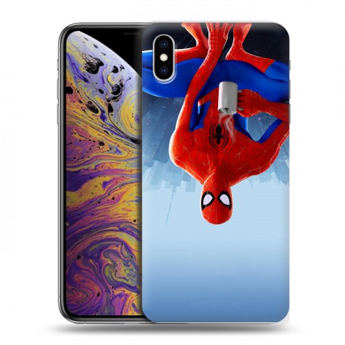 Дизайнерский силиконовый чехол для Iphone Xs Max Человек-паук : Через вселенные