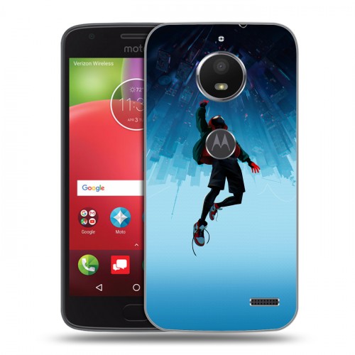 Дизайнерский пластиковый чехол для Motorola Moto E4 Человек-паук : Через вселенные