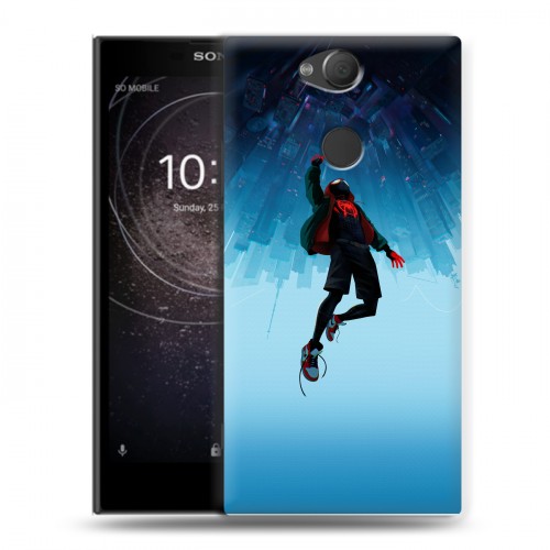 Дизайнерский силиконовый с усиленными углами чехол для Sony Xperia XA2 Человек-паук : Через вселенные