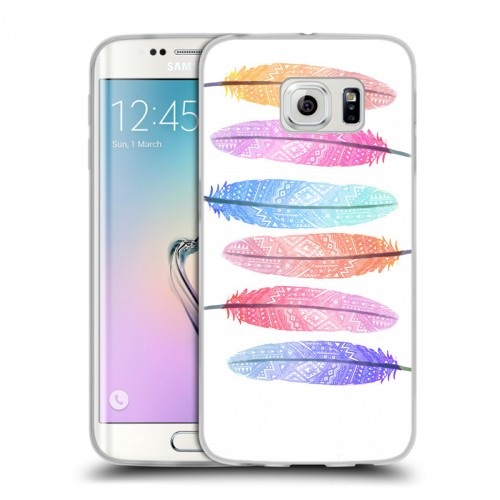 Дизайнерский пластиковый чехол для Samsung Galaxy S6 Edge Перья ацтеков