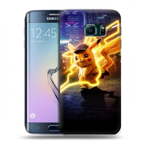 Дизайнерский пластиковый чехол для Samsung Galaxy S6 Edge Покемон. Детектив Пикачу