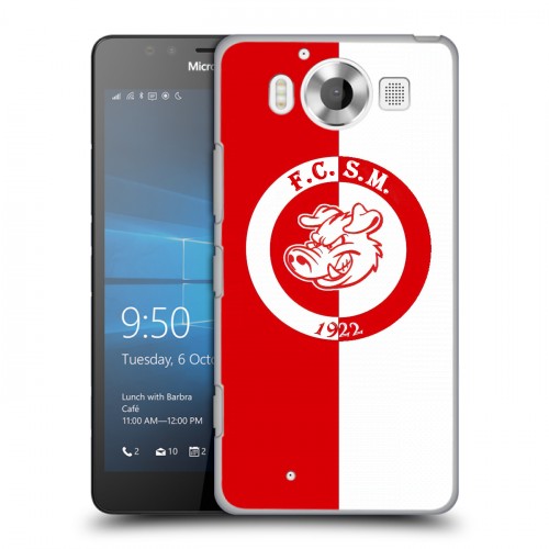 Дизайнерский пластиковый чехол для Microsoft Lumia 950 Red White Fans