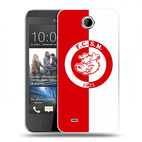 Дизайнерский пластиковый чехол для HTC Desire 300 Red White Fans