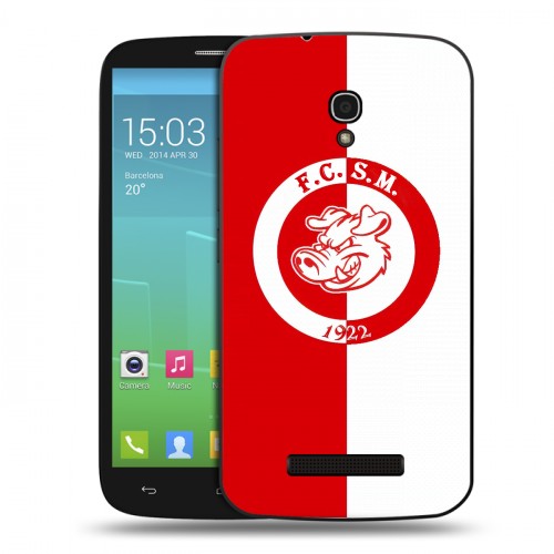 Дизайнерский пластиковый чехол для Alcatel One Touch Pop S9 Red White Fans