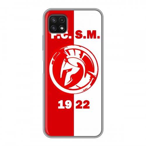 Дизайнерский силиконовый с усиленными углами чехол для Samsung Galaxy A22s 5G Red White Fans