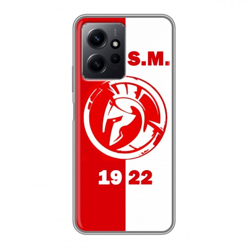 Дизайнерский силиконовый с усиленными углами чехол для Xiaomi RedMi Note 12 Red White Fans