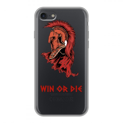 Полупрозрачный дизайнерский силиконовый с усиленными углами чехол для Iphone 7 Red White Fans
