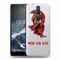 Полупрозрачный дизайнерский пластиковый чехол для Nokia 5.1 Red White Fans