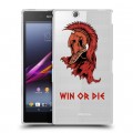 Полупрозрачный дизайнерский пластиковый чехол для Sony Xperia Z Ultra  Red White Fans