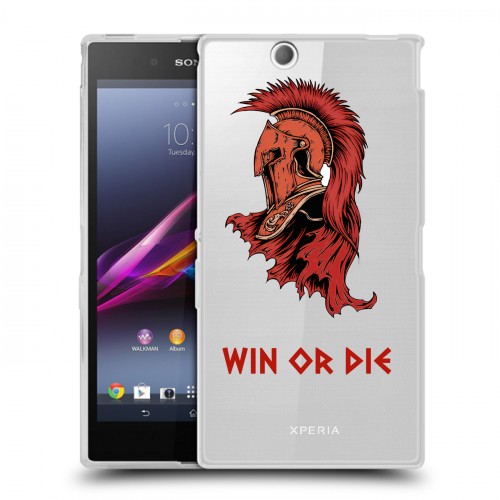 Полупрозрачный дизайнерский пластиковый чехол для Sony Xperia Z Ultra  Red White Fans