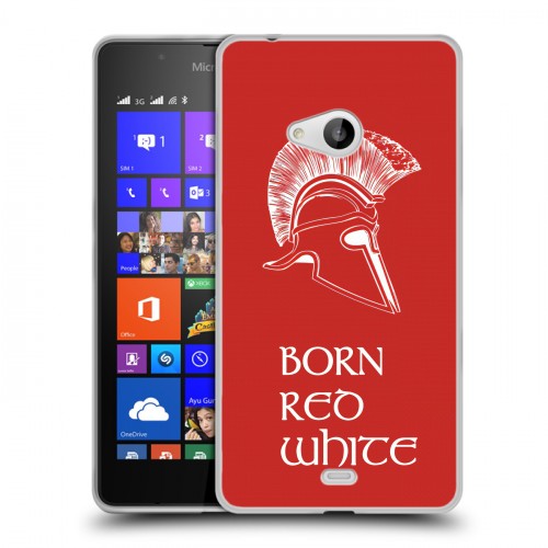 Дизайнерский пластиковый чехол для Microsoft Lumia 540 Red White Fans