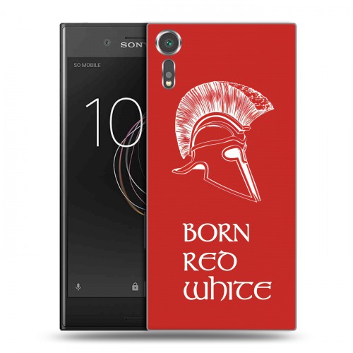 Дизайнерский пластиковый чехол для Sony Xperia XZs Red White Fans