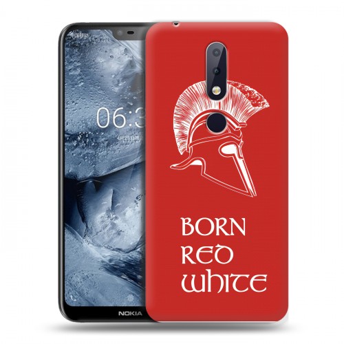 Дизайнерский пластиковый чехол для Nokia 6.1 Plus Red White Fans