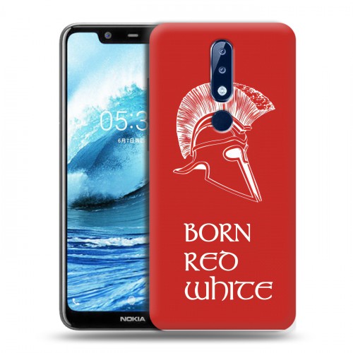 Дизайнерский силиконовый чехол для Nokia 5.1 Plus Red White Fans