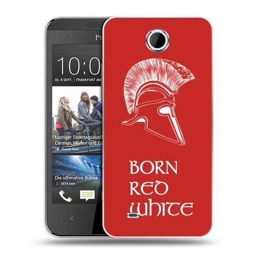 Дизайнерский пластиковый чехол для HTC Desire 300 Red White Fans