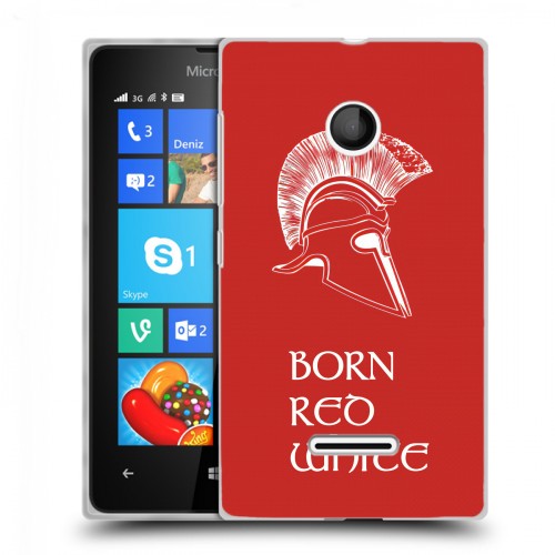 Дизайнерский пластиковый чехол для Microsoft Lumia 435 Red White Fans