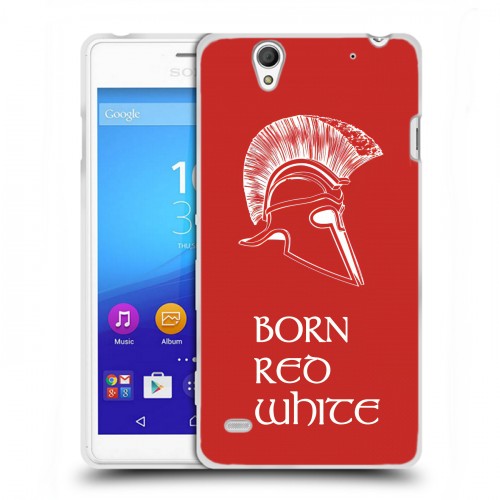 Дизайнерский пластиковый чехол для Sony Xperia C4 Red White Fans