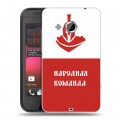 Дизайнерский пластиковый чехол для HTC Desire 200 Red White Fans